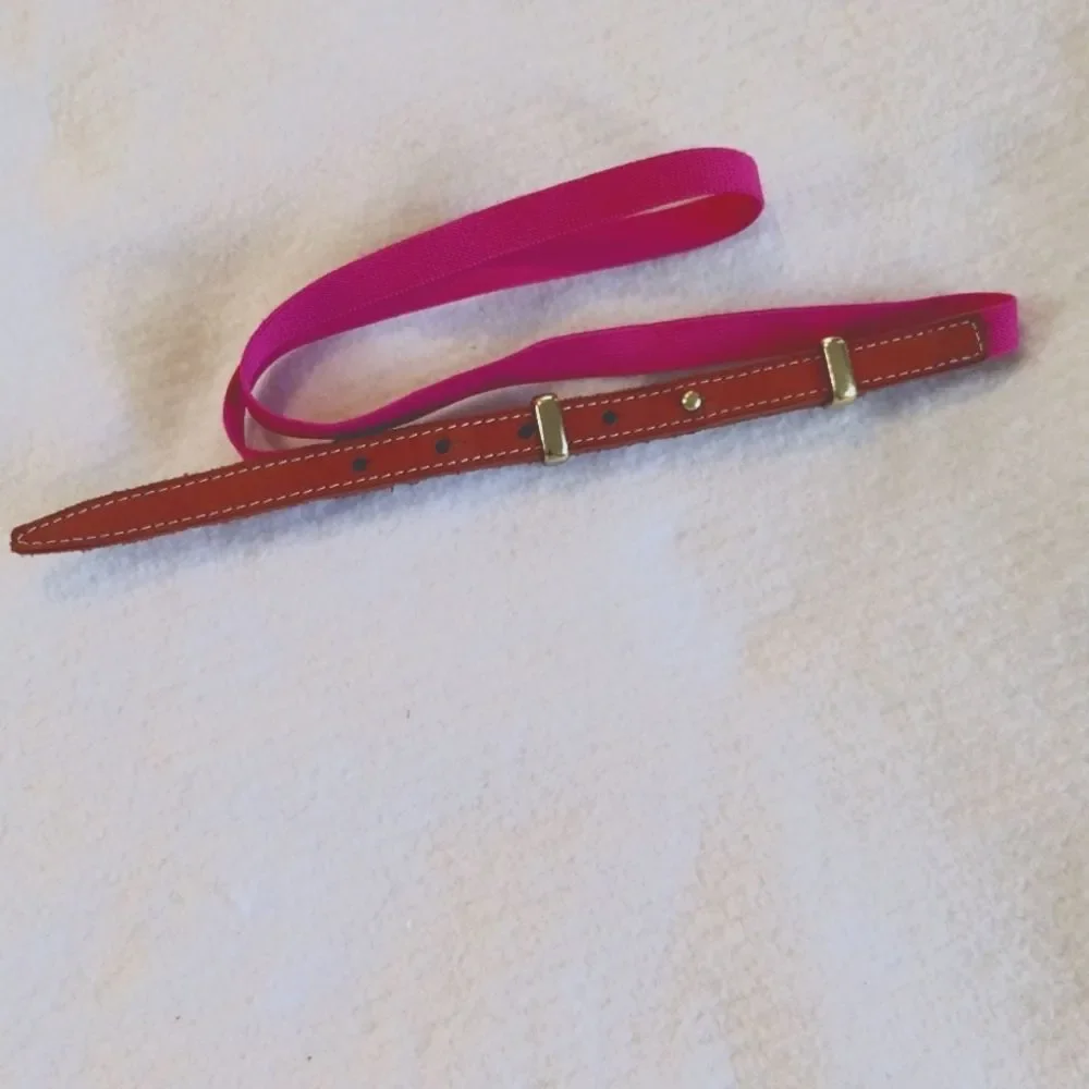 Pink and Brown Leather and Elastic Belt Large or X Large See Length